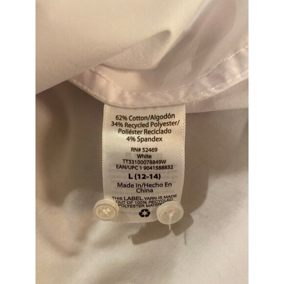 Time and Tru  Womens Blouse Size Large Top Classic White  Fitted Button Down - Picture 8 of 11